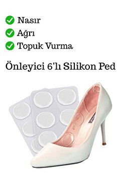 Privo Ayakkabı Topuk Vurma ve Nasır Koruyucu Silikon Ped Ayak Vurma Önleyici Jel Taban Desteği 6 Adet