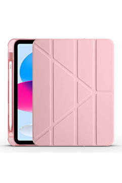 Nezih Case Rose Gold Ipad 10.2 (7. 8. 9.NESİL) 2020/2021 Kalem Bölümlü Uyku Modlu Katlanabilir Akıllı Kılıf
