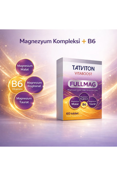 TATVİTON VİTABOOST FULLMAG 60 Tablet Magnezyum Taurat, Bisglisinat, Malat Ve B6
