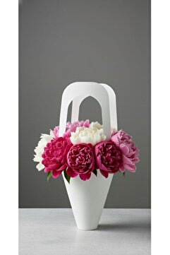 esila KAĞITÇILIK Dış Tic. Ltd. Şti. 1 Adet Buket ve Saksı Çiçek taşıma için Beyaz Lüks Çanta
