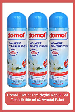 Domol Tuvalet Temizleyici Köpük Saf Temizlik 500 ml x3 Avantaj Paket