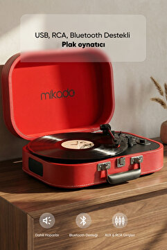 Mikado Nostalgia Mn-101 Pikap Kırmızı Usb Rca Bluetooth Müzik Kutusu