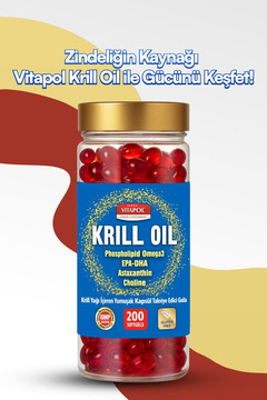 Vitapol Krill Oil Complex 200 Kapsül Astaxanthin, Choline, Phosphatidylserine, Omega3, Epa Dha
