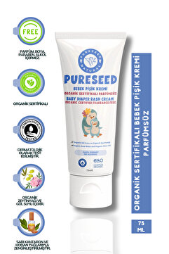 PURESEED NATURAL Organik Sertifikalı Bebek Pişik Kremi Parfümsüz - 75 ml