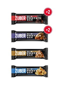 Züber Hi Protein Deneme Paketi 45g x 6 Adet (Kakaolu, Badem Ezmeli, Yer Fıstığı Ezmeli, Fındık Ezmeli)