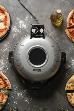 Lorenzo Pietra 12 in 1 Pizza Makinesi Lahmacun Tandır Ekmeği Bazlama ve Fırın Yemekleri Tepsi Hediyeli Gümüş