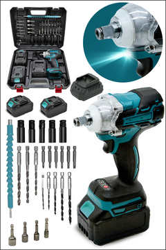 MOONSHOP Pro Seri 58VF Çift Akülü Somun Bijon Sökme Takma Sıkma Matkap Kömürsüz Akülü Vidalama 32 Parça Set