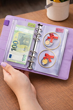 Mint Design Birikim Ajandası - Bütçe Planlayıcı Cüzdan - Lila