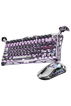 Gravastar Mercury V75 Pro 8KHz Kablolu Manyetik Klavye XPro 32K DPI Kablosuz Mouse Oyuncu Seti, Iron Purple