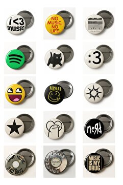 Punky Store Müzik ve Pop Kültür Temalı Rozet Seti – Eğlenceli Tasarım Rozetler (15’li Set)