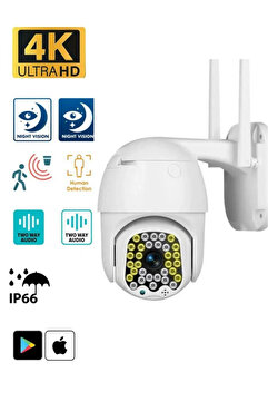 Sarftech 360° Ip Güvenlik Kamera Gece Görüş Sensörlü Harekete Duyarlı 1080p 4k Ip Güvenlik Kamerası