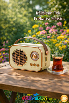 Maybax Nostaljik Görünümlü Retro Radyo TF Kart Bluetooth USB FM Radyo Destekli Küçük Boy Nostalji Radyo