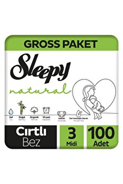 Sleepy Natural Gross Paket Bebek Bezi 3 Numara Midi 100 Adet