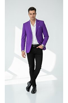 Plus Scorpion Erkek Mono Yaka Tek Düğmeli Çift Yırtmaçlı Blazer Ceket – Premium Dokuma Kumaş, 8 Renk