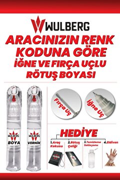 Wulberg Oto Boya Koduna Göre Rötuş Boyası - 25 ml, İğne Başlıklı - Rötuş Çeliği Hediyeli + Vernik