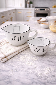 YzHome 2'li Seramik Ölçü Bardağı Seti Kupa Bardak 250 Ml/500ml