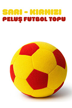 esdishopping Peluş Futbol Topu Sarı-Kırmızı Yumuşak Peluş Top 20x20cm