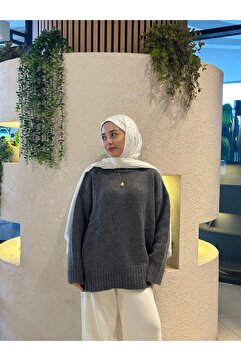 MODA Premium Kalite Kadın Oversize Triko Kazak Antrasit