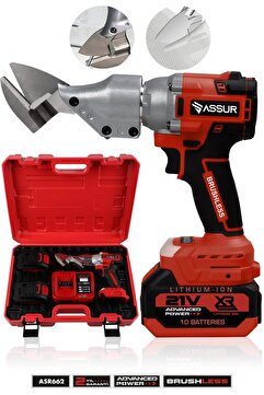 ASSUR 21V Kömürsüz Motor Akülü Sac Makası Seti - Çift Akülü Çantalı Metal & Tel & Sac Kesim Makası