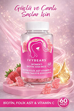 IvyBears Kadın Saç Vitamini Biotin 5000 Mcg 60 Tablet