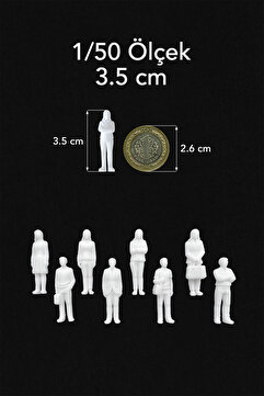 Genel Markalar Maket İnsan 8 Adet 1/50 Ölçek 3.5cm, Maketler için Boyanabilir Minyatür İnsan