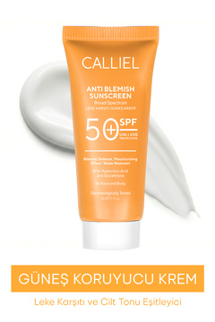 CALLİEL Leke Karşıtı Tüm Ciltler Için Yüksek Korumalı 50 Spf Güneş Kremi Glutatyon Etkili 50 ml