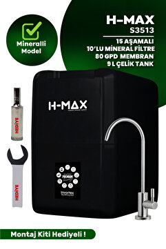 Hanedan 15 Aşama Çelik Tanklı 80 Gpd Membranlı Alkali-mineralli Su Arıtma Cihazı