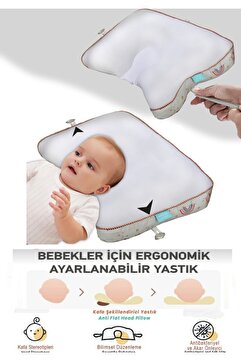 ALİTA TEXTILE Düz Kafa Sendromu Önlem Yastığı, Bebek Yastığı, Ayarlanabilir Düz Kafa Yastığı, Yenidoğan Baş Yastık