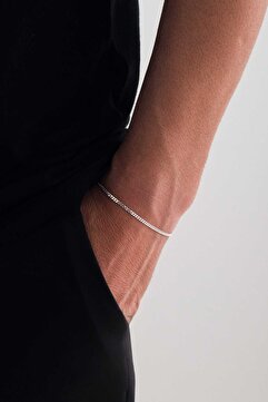 Sterling Silver Aura Gümüş 2mm Gurmet Bileklik 925 Ayar Gümüş