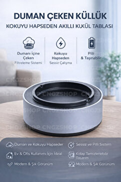 CNGZSHOP Duman Çeken Küllük | Kokuyu Hapseden Akıllı Kül Tablası | Dumanı İçine Çeken, Filtreli ve Sessiz Sis