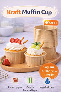 MİMOZA PARK 40 lı Kraft Muffin Cupcake Kalıbı Kek Kapsülü Naturel Kek Kalıbı , Safari Konsept , Airfryer Uyumlu