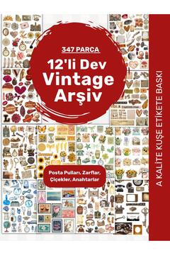 alışveriş kurdu 12'li Vintage Sticker Etiket Seti - Planner Ajanda Telefon Tablet Laptop Bullet Journal Etiket