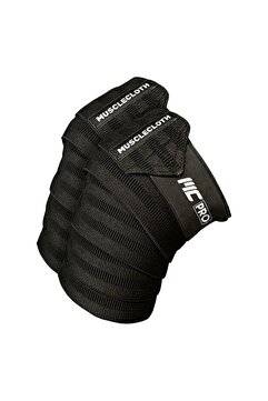 MUSCLECLOTH Pro Knee Wraps Diz Bandajı 2'Li Paket - Cırt Bantlı Siyah