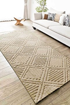 Decomia Home Hilda İskandinav Dokuma Bukleli Premium Vizon Puffy Peluş Yolluk Koridor Halısı Salon Halısı