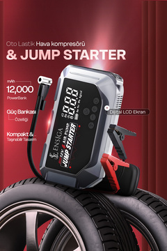 EN SİGA Akü Takviye Akım Korumalı 12.000MAH Durum Marş Powerbanki Oto Lastik Hava kompresörü Ve Jump Starter