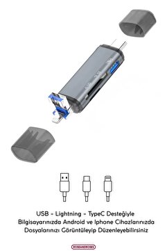 RoseandRoses İOS-Android-PC/Akıllı Telefon ve Bilgisayar Uyumlu Micro SD - TF - SD Kart - USB Dönüştürücü/Okuyucu