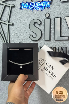 CAN SİLVER 925 Ayar 4mm Harfli Bileklik- Gurmet Zincir Erkek Bileklik-Hediye Paketli-14şubat Sevgililer Günü