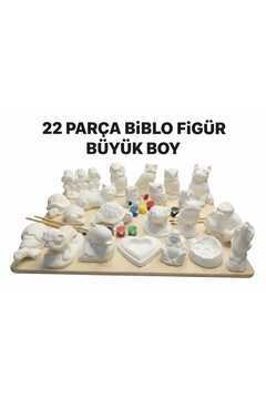 ABCPANO Boyanabilir Dekoratif Taş Biblo Figür Seti | 22 Figür | 12 Boya | 2 Fırça | Hobi & Sanat Aktivitesi