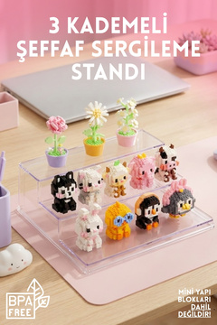 Nandy Kids 3 Kademeli Şeffaf Sergileme Standı – Masaüstü Düzenleyici