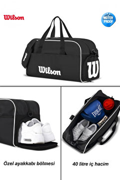 Wilson Lisanslı Unisex Özel Ayakkabı Bölmeli Su Geçirmez 40 Litre Gym Spor Seyahat Çantası El Valizi