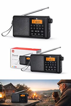 ULTRATEKNO KTF-1715 Dijital FM/MW/SW Radyo | Bluetooth & MP3 | Saatli & Manuel Kanal Arama | Taşınabilir