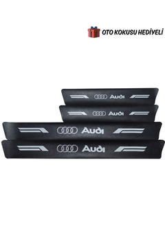 Autowise Audi Logolu Karbon Kapı Eşiği Koruyucu Bant Folyo 4'lü Set