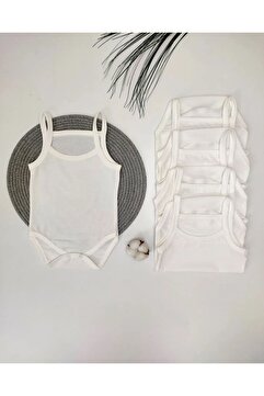 Rany Baby Kids 5'li 0-5 Yaş Ip Askılı Bebek Atlet Body Ribana Beyaz Yeni Doğan Hastane Çıkışı