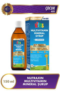 Nutraxin Multivitamin & Mineral Şurup 150 Ml - L-Arginin, Çinko, A,C,D,B Kompleks, Beta Glukan, Kara