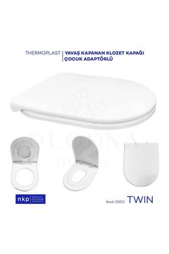 Plodna House Twin D-form Çocuk Bebek Oturaklı Çift Kullanım Yavaş Kapanan Klozet Kapağı