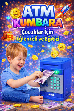 Arfseb Akıllı ATM Kumbara Ve Mini banka – Şifreli ve Dijital Kasa Mavi