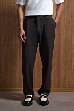 ablukaonline Erkek Baggy Fit Kumaş Pantolon Kahve