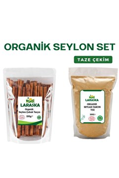 Laraska Organik Organik Seylan-Organik Seylon Çubuk Tarçın 100g & Organik Seylon Toz Tarçın 100g Set