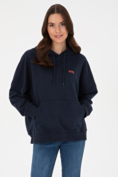 U.S. Polo Assn. Kadın Lacivert Kapüşonlu Basic Sweatshirt 50297324-VR033