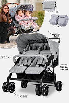 LORELLİ Twin Ikiz Bebek Arabası – Cool Grey